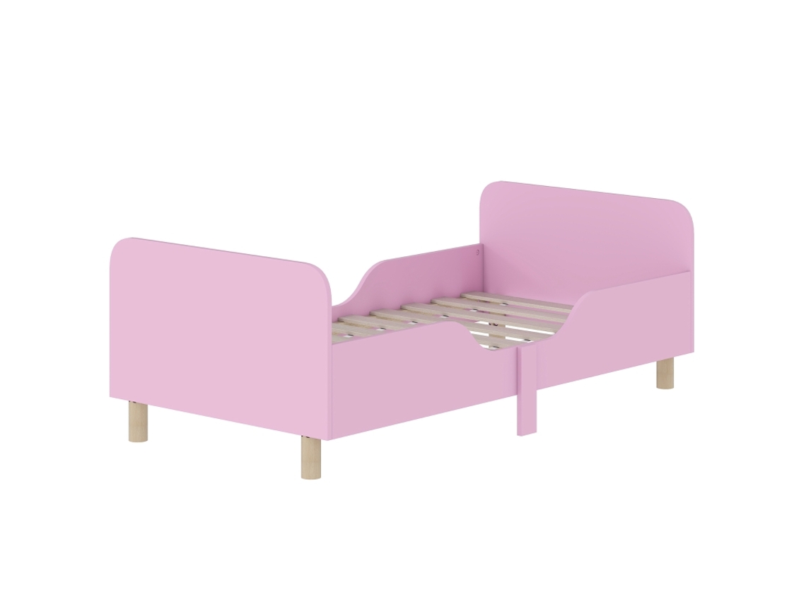Cama Infantil Mdf Rosa Com Grade De Proteção Sem Colchão