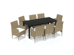 Dining Set, Dining Sets Vidaxl Bege Rattan / Vime (mesa Com 190 Cm De Comprimento)