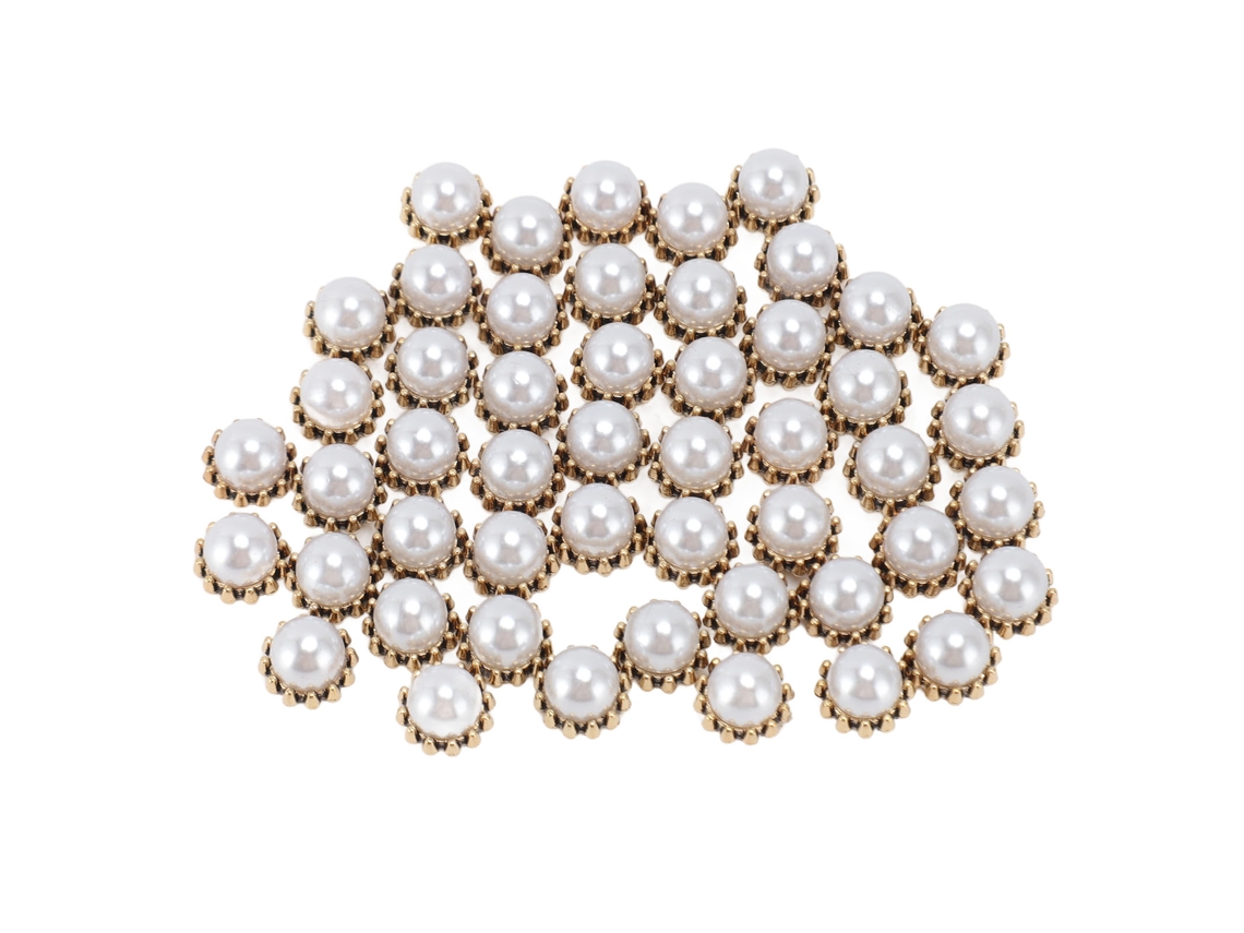 50pcs Perlas Artificiais Com Base De Metal Dourado Para Decoração De Unhas 3d, Charms De Manicure Diy