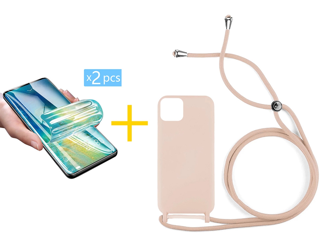 Pack 2 x Película de Hidrogel + Capa SKYHE Apple iPhone 16 Pro Max Gel Rope Rosa Pastel