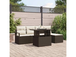 Vidaxl Conjunto De Sofá De Jardim 6 Pcs Castanho Rattan Sintético