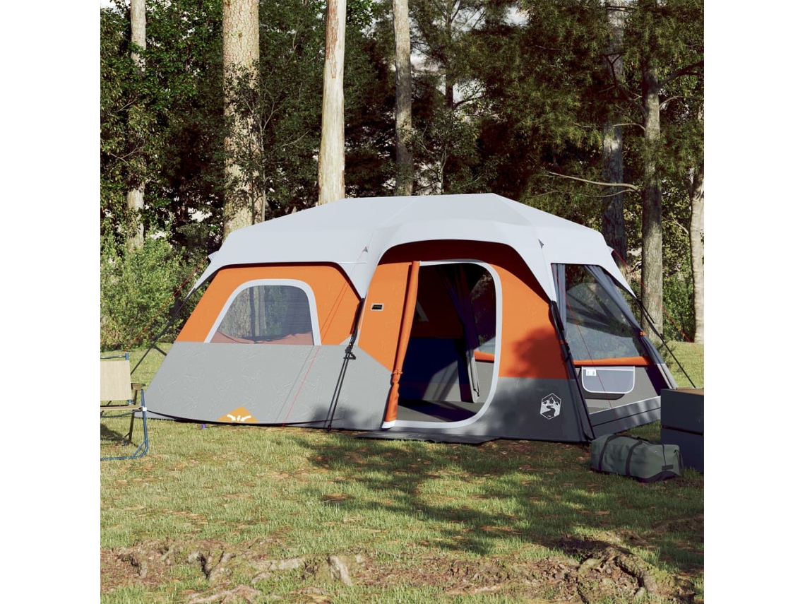 Vidaxl Tenda Familiar Led 9 P. Libertação Rápida Cinza-claro/laranja