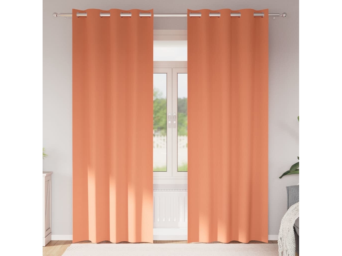 Vidaxl Cortinas Blackout Com Argolas 2 Unid. Terracota 225 X 140 Cm