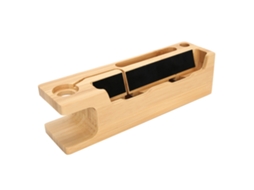 Base Para Cargar Bamboo Portátil Organizador De Carga Para Reloj Ios Y Teléfono Móvil