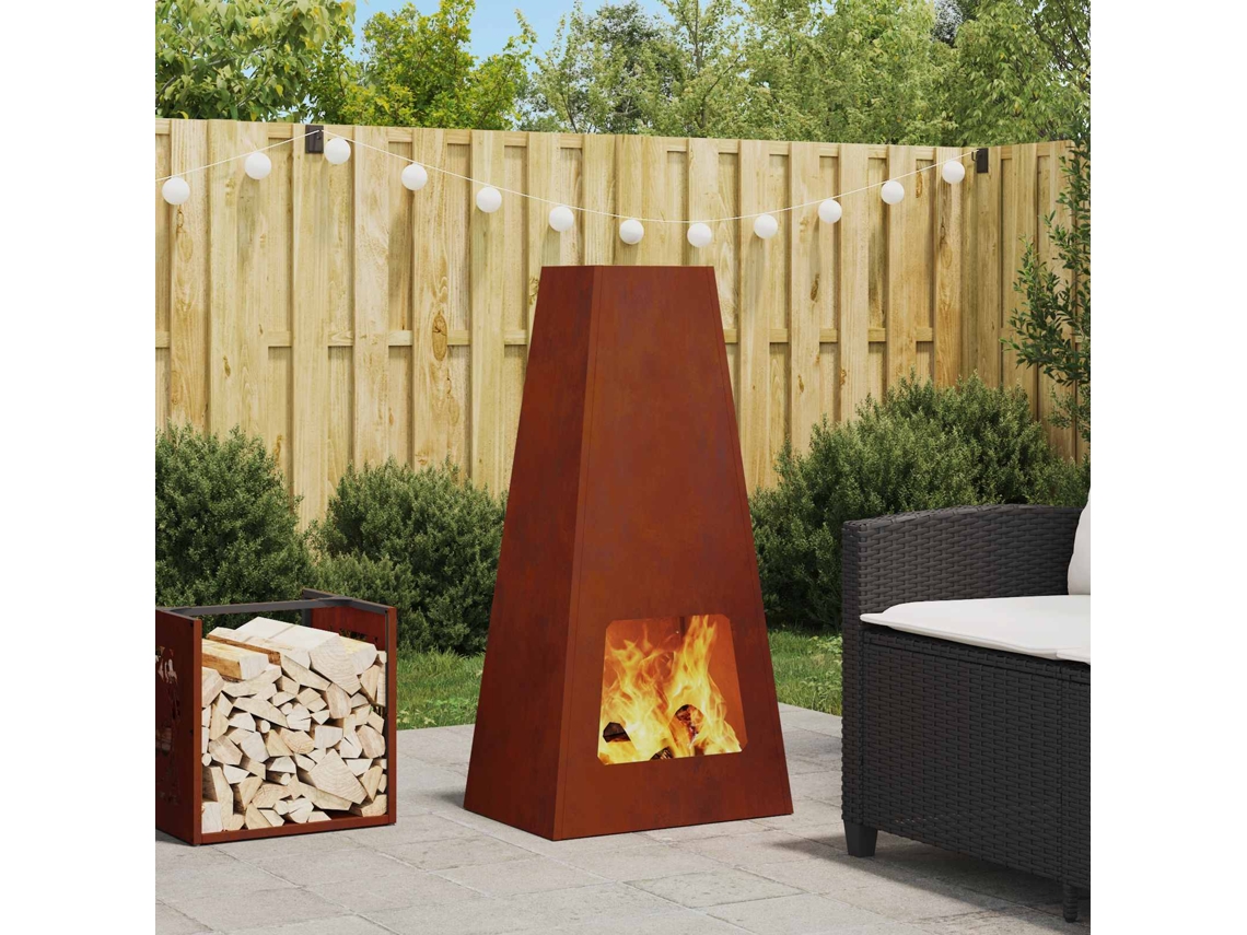 Vidaxl Fire Pit Ferro Enferrujado Aço Resistente Às Intempéries