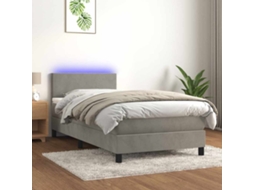 Vidaxl Cama Box Spring C/ Colchão/led 80x200 Cm Veludo Cinzento-claro