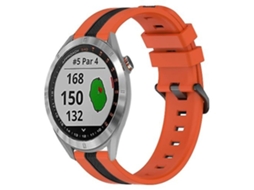 Pulseira De Relógio Lurelia Para Garmin Approach S40 20 Mm Vertical Bicolor Silicone Laranja Preto