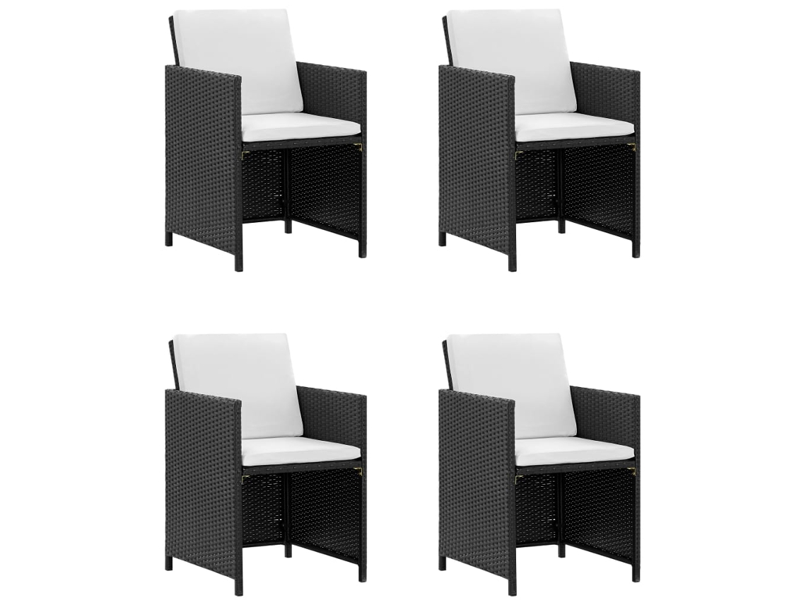 Maison Exclusive - 9 Pcs Conjunto Jantar Exterior Com Almofadões Vime Pe Preto