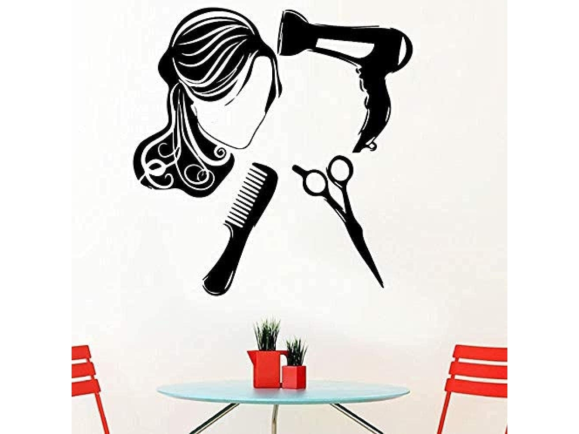 Adesivos Muraux Romântico Barber Shop Decoração Pvc Adesivos Sala de estar Quarto Decoração Mural Mural 58*59cm