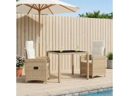 Vidaxl Conjunto De Jantar Para Exterior 3 Pcs Bege E Branco Creme