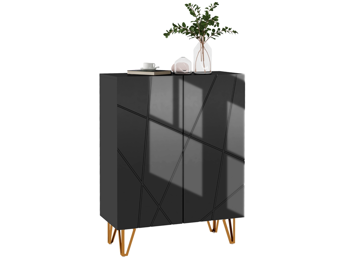 Móvel Sapateira Melamina de Madeira Cor Preto 72x31.5x95 cm Homcom