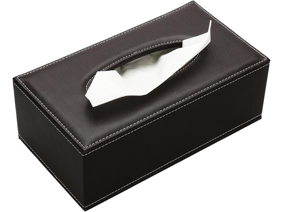 RNEMITERY Caja de Cuero para Pañuelos en Casa, Oficina y Coche (Marrón)