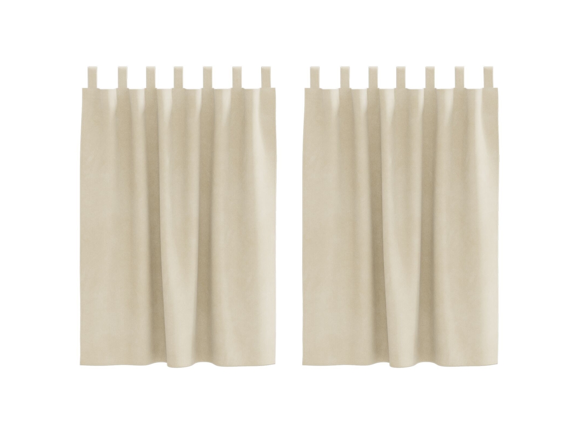 Conjunto 2 Cortinas Opacas Vidaxl Creme Veludo (140 X 140 Cm)