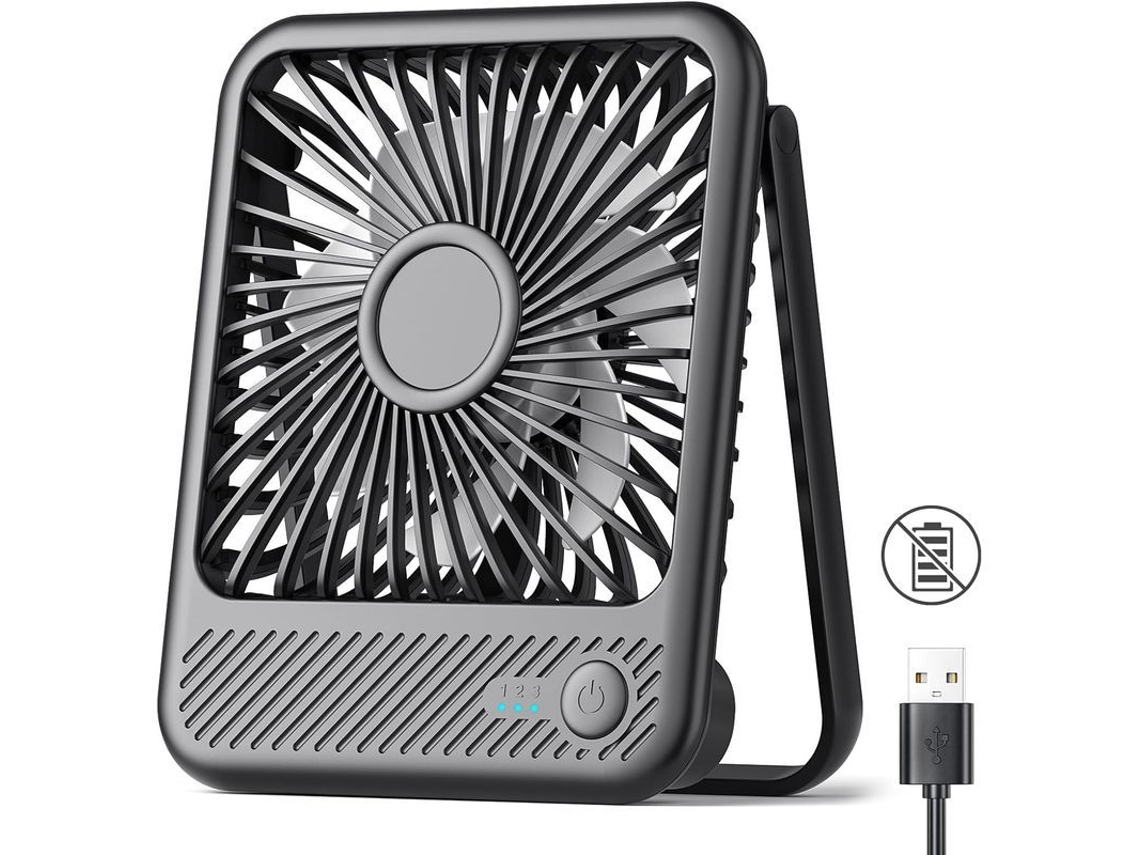 Ventilador de Mesa USB Ultra Silencioso com Inclinação 180° e 3 Velocidades | S/MARCA