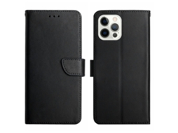 Capa Em Couro Genuíno Textura Napa Para Apple Iphone 16 Pro Max - Preto