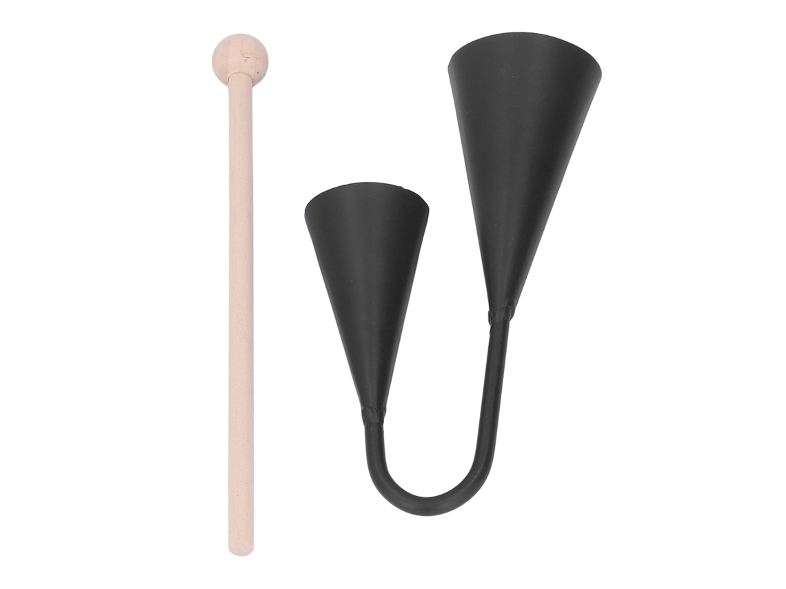 Primerox campainha Agogo Bimetálica com Vara de Madeira Instrumento Percussivo Infantil Tradicional Latin