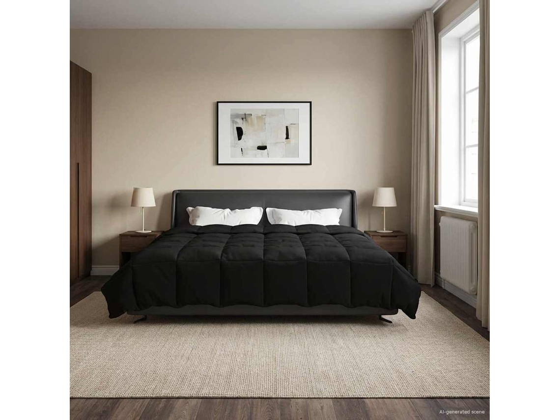 Vidaxl Duvet De Ano Inteiro 240 X 220 Cm 4 Estações Preto Respirável