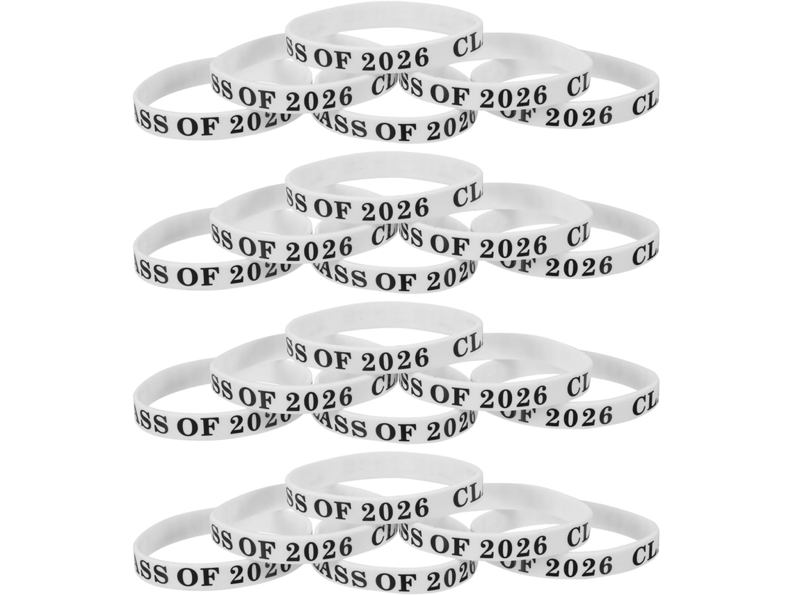 24 pulseiras de silicone para Formatura da Turma 2026, coloridas, ajustáveis e flexíveis, ideais para eventos escolares.
