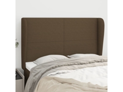 Vidaxl Cabeceira Cama C/ Abas Tecido 147x23x118/128 Cm Castanho-escuro