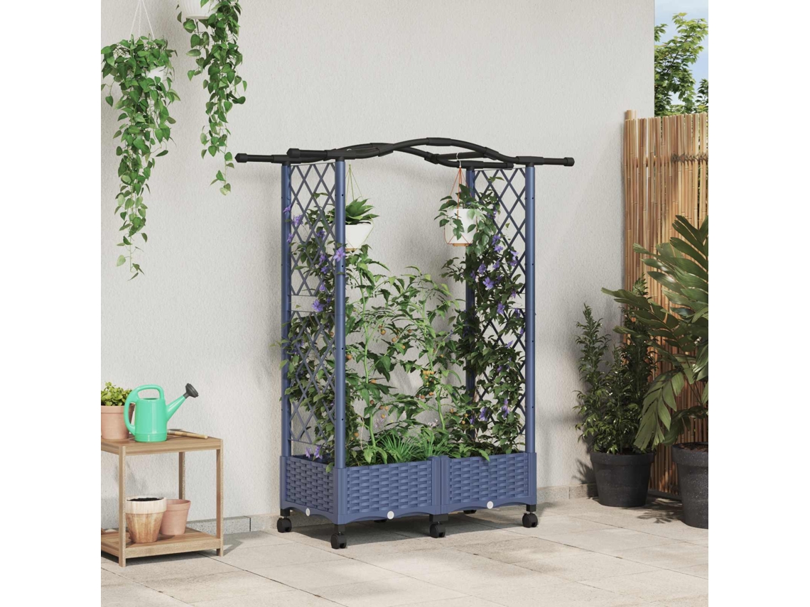 Vidaxl Cama Elevada Com Treliça E Telhado Cinzento 124 X 40 X 129 Cm