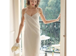 Um Novo Modelo De Roupão/vestido Sem Mangas Em Gaze 100% Algodão Branco, Com Um Estilo Sofisticado E Uma Personalidade Única.