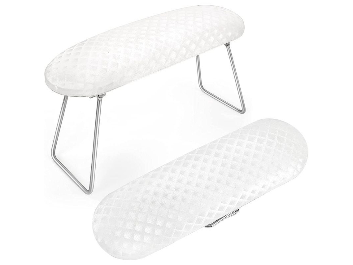 Apoio de Mão para Manicure, Almofada de Couro Microfibra, Pasta Plegável Profissional com Suporte (branco)