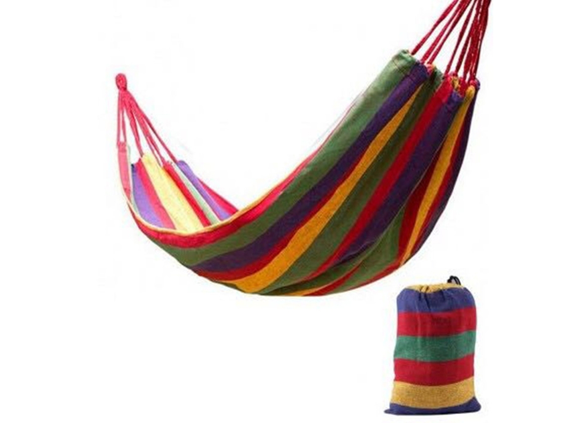 Hammock Dupla Portátil Camping Vermelha com Cintos