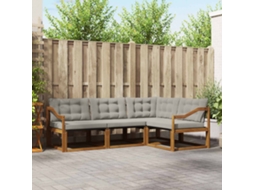 Vidaxl Conjunto De Sofás Para Exterior 4 Unid. Cinza Natural E Claro