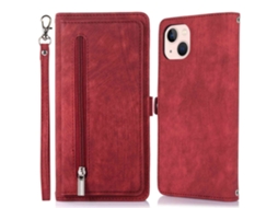 Capa Pega Inch Para Iphone 13 Mini Pele Sintética Com Porta-cartões Vermelho