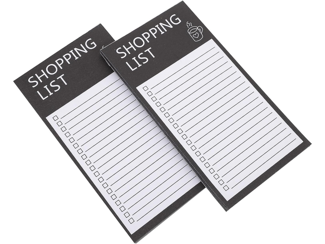 Blocos de notas para lista de compras Como, pacote com 2 unidades, papel preto, sem borrões ou transparência, próprios para geladeira.