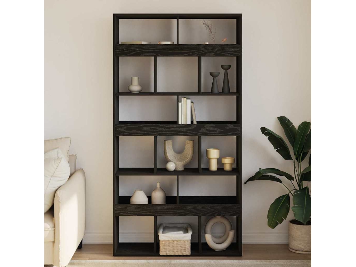 Vidaxl Gabinete De Livros 15 Níveis 100 X 33 X 187,5 Cm Carvalho Preto