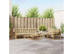 Vidaxl Conjunto De Sofás Para Exterior 6 Pcs Branco E Bege