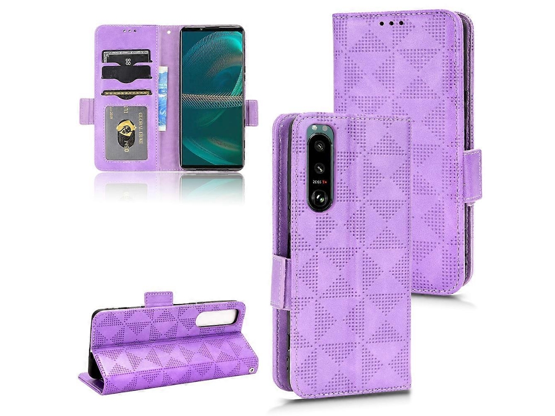 Capa De Couro Com Triângulo Simétrico Para Sony Xperia 5 Iii