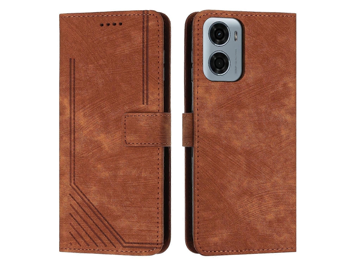 Capa De Couro Para Celular Com Padrão Listrado E Cordão