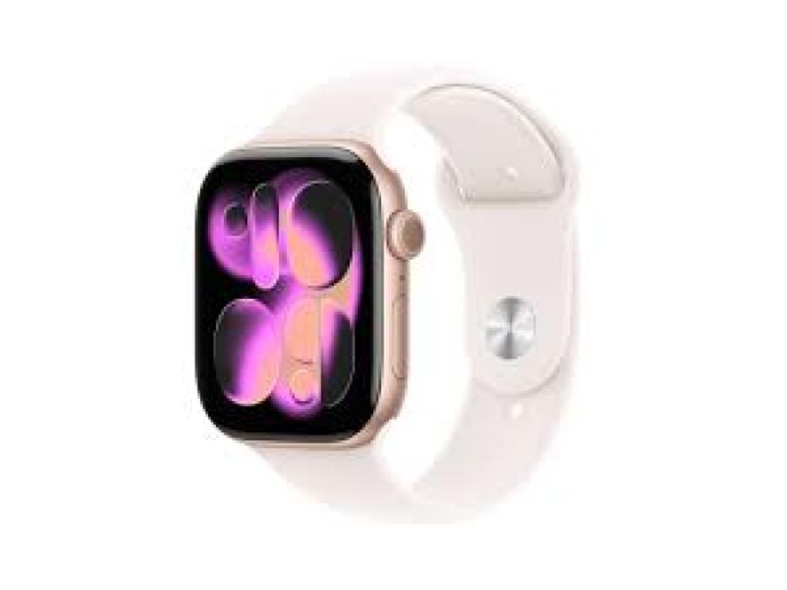 Apple Watch Series 11 GP 46mm Caixa de Alumínio Dourado com Pulseira Azul Claro -m MEV64WF