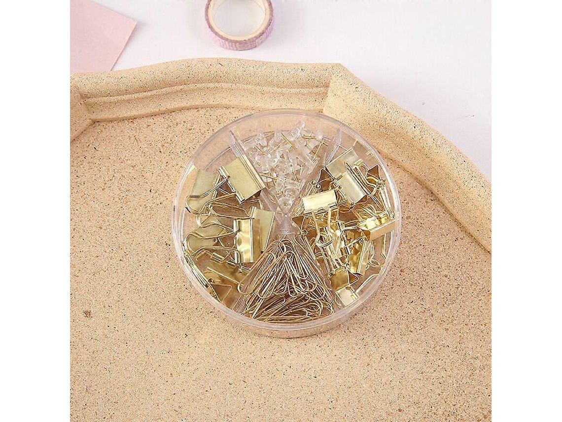 Conjunto De 72 Prendedores De Papel De Metal Dourados Para Escritório, Acessórios Charmosos, Em Diversos Tamanhos. Aquaforge