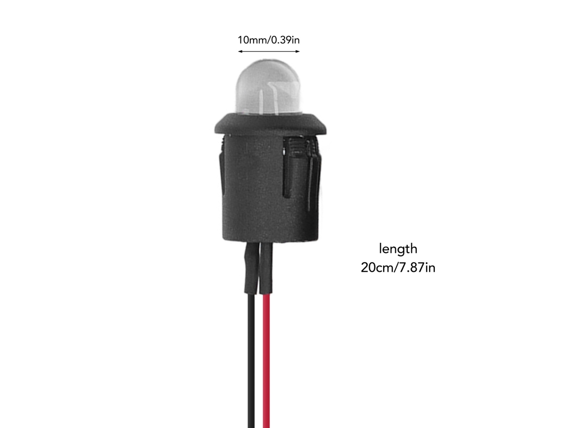 Pacote De 10 Diodos Led 10mm 12v Indicadores Com Cabo À Prova D'água Para Carro E Barco - Branco