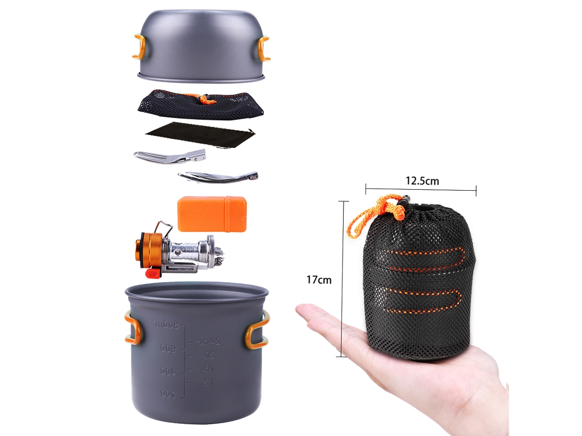 Conjunto de Cozinha Camping com Fogão Piezoelétrico