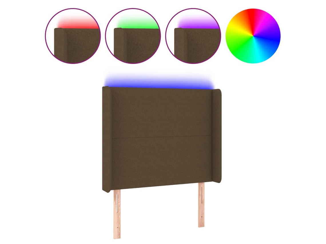 Led Headboard, Led Headboards Vidaxl Marrom Tecido (83 X 16 X 118/128 Cm)