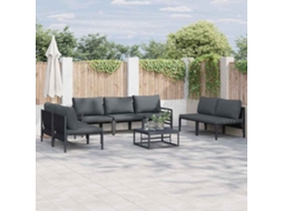 Vidaxl Conjunto De Sofá De Jardim 8 Unid. Preto Aço