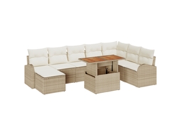 Conjunto 9 Sofá De Jardim Vidaxl Bege Vime Pe (100 X 55 X 73 Cm)