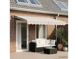Vidaxl Toldo Retrátil Manual Cinza Claro E Branco 4,5 × 3 M