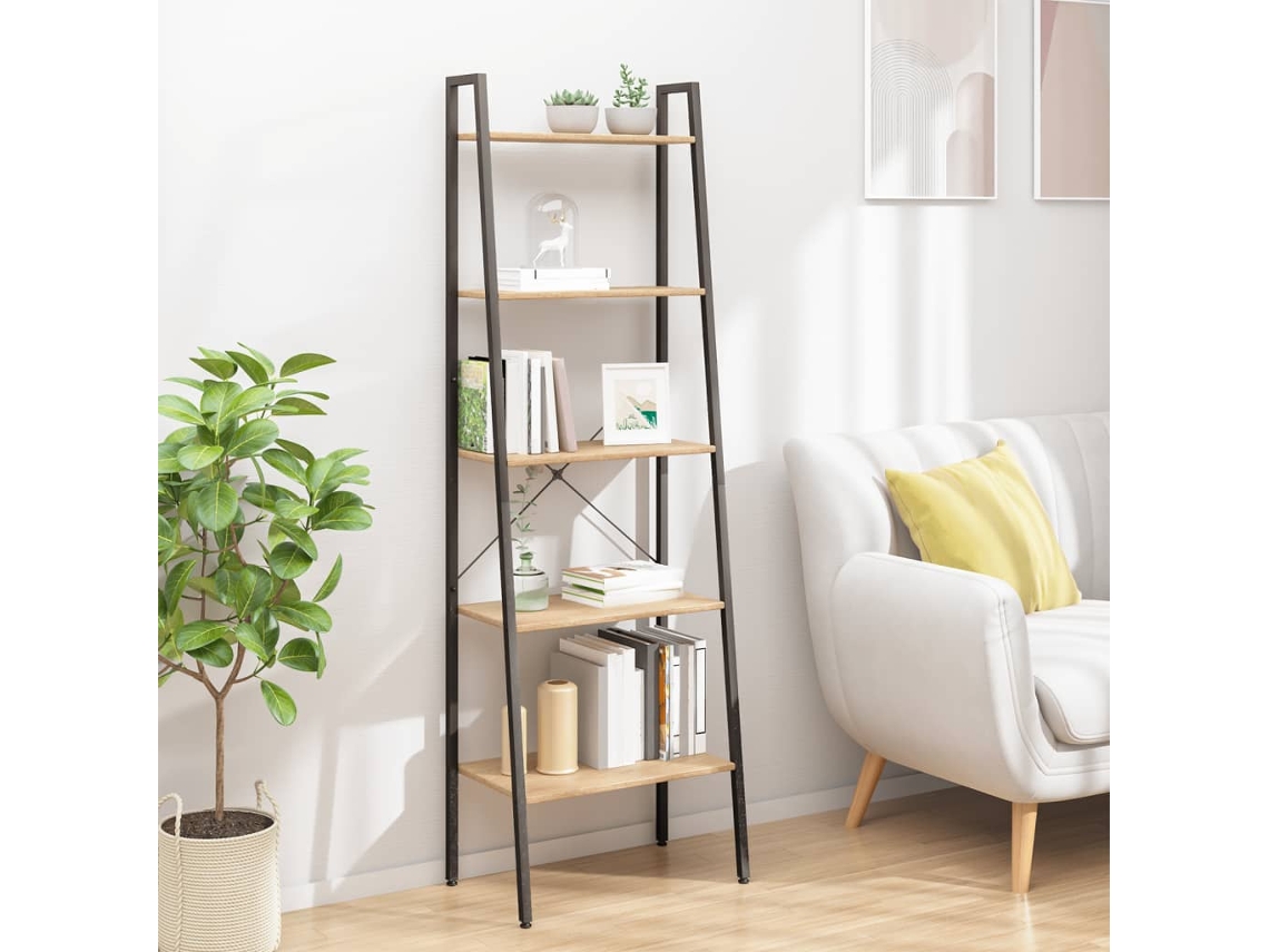 Vidaxl Estante De Pé 5 Prateleiras 56x35x174 Cm Castanho-claro E Preto