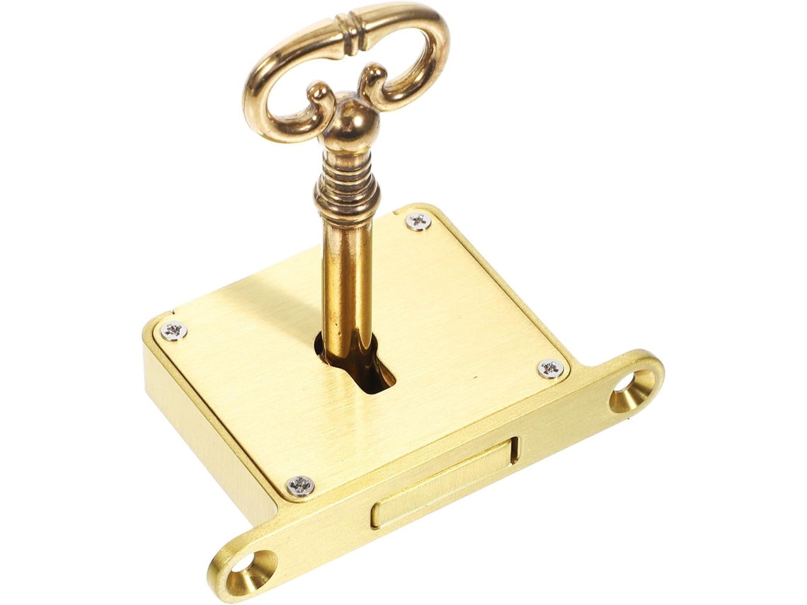Fechadura De Gaveta Vintage Em Latão Dourado, Trava Segura Que Não Trava A Abertura De Móveis.
