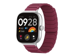 Bracelete Para Xiaomi Band 9 Pro / 8 Pro - Silicone Magnético Vermelho Vinho