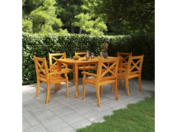 Vidaxl 7 Pcs Conjunto De Jantar Para Jardim Madeira De Acácia Maciça