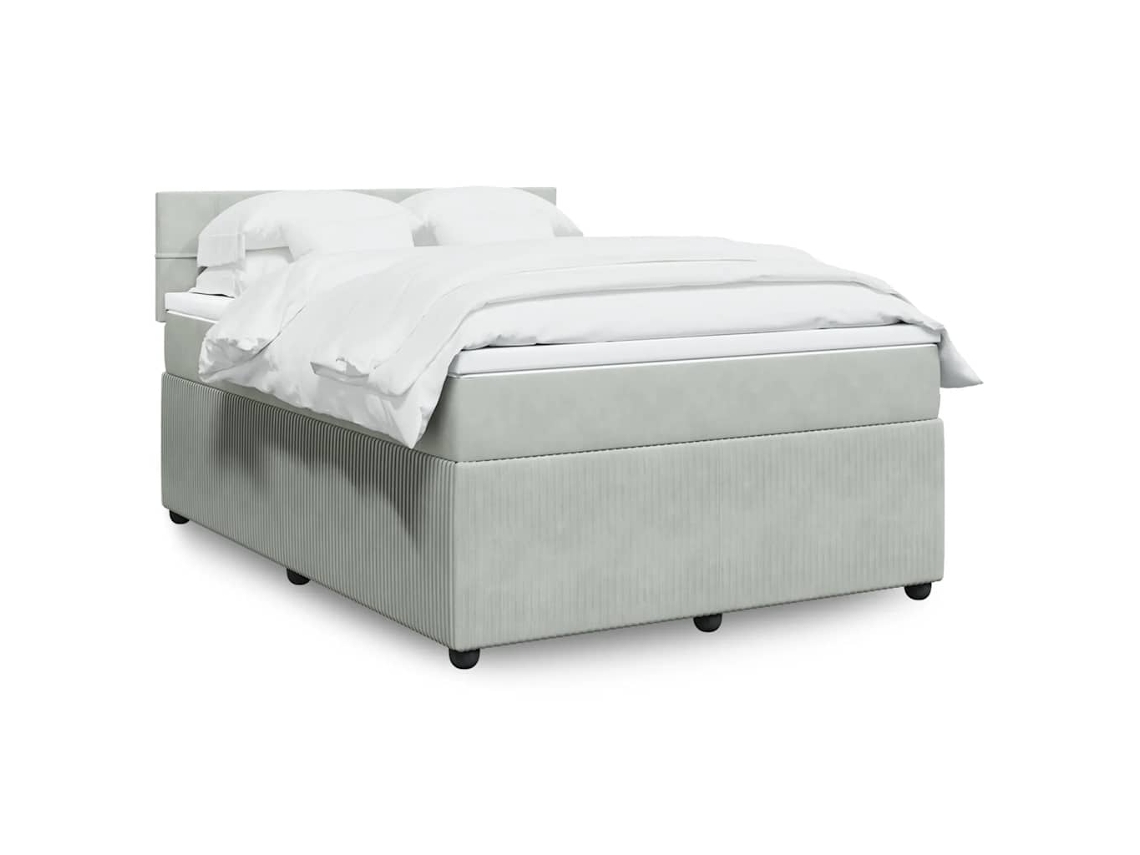 Vidaxl Cama Com Molas/colchão 160x200 Cm Veludo Cinzento-claro