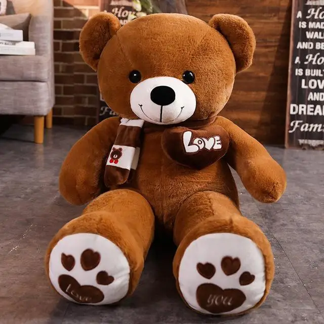 Urso de Pelúcia de Alta Qualidade com Cachecol MDUG (marrom Escuro, 80 Cm)