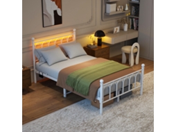 Quadro De Cama Metal 120x200cm Usb Led Suporte Aço Armazenamento