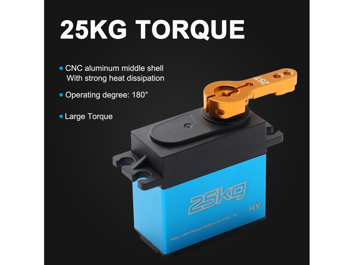 Servo Digital De 25kg Engrenagem De Metal À Prova D'água Para Carros Rc Robôs Barcos Escalas 1/8 1/10 1/12 Com Braço 25t